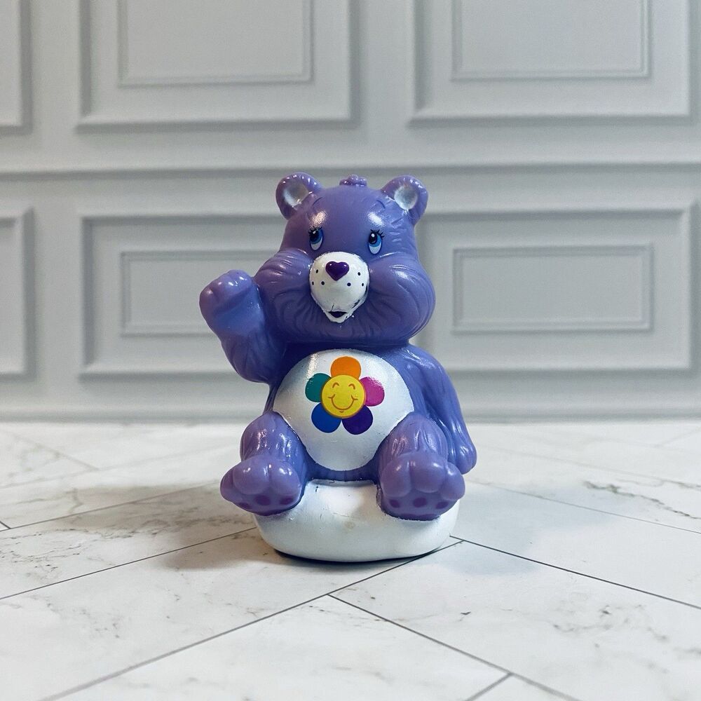 Vintage 2004 Care Bears Friend Bear Sitting on Cloud Figure Cake Topper Flowers